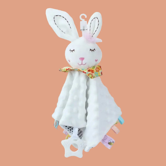 Doudou plat pour nouveau-né – Peluche en forme d'animal (lapin ou éléphant) apaisante et réconfortante