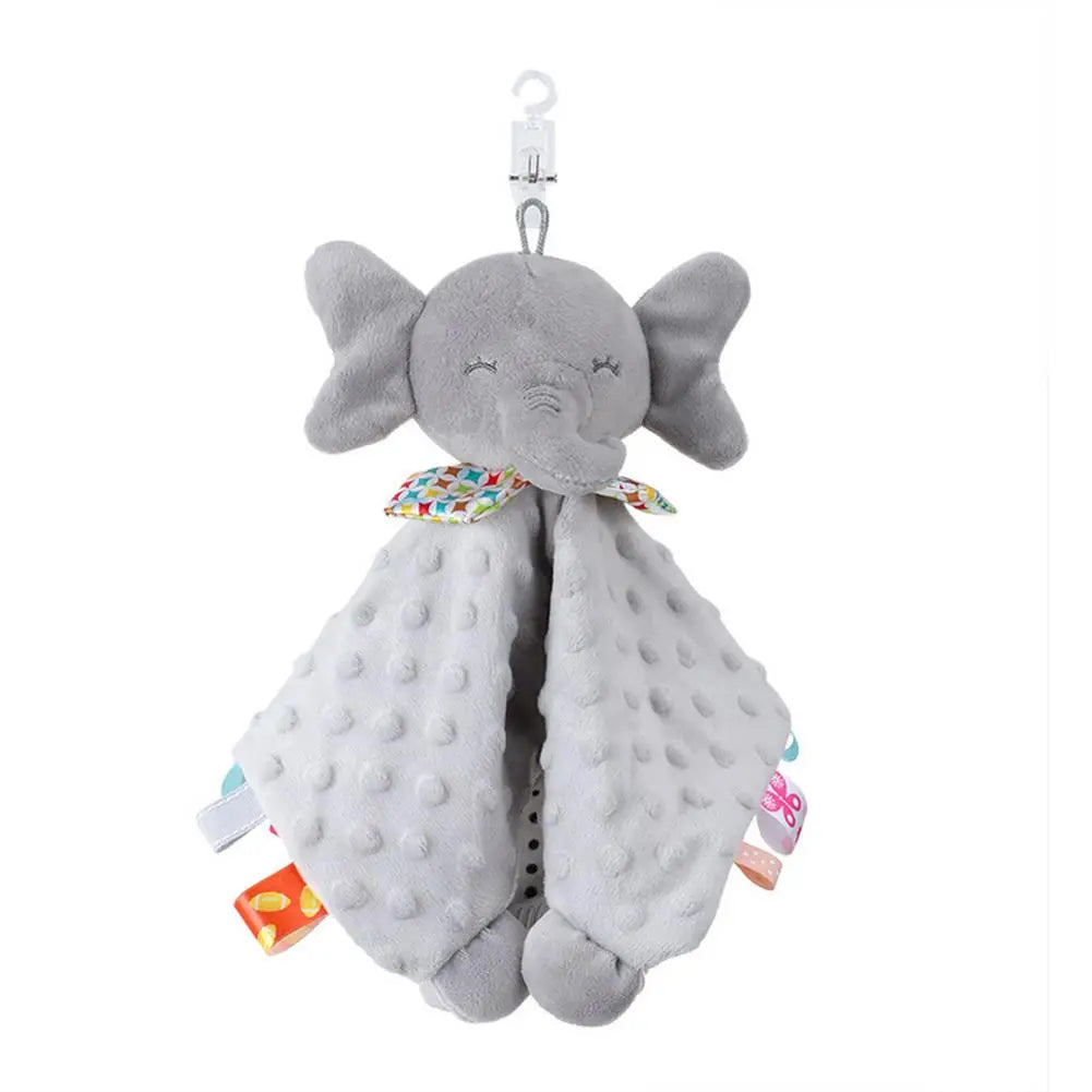 Doudou plat pour nouveau-né – Peluche en forme d'animal (lapin ou éléphant) apaisante et réconfortante