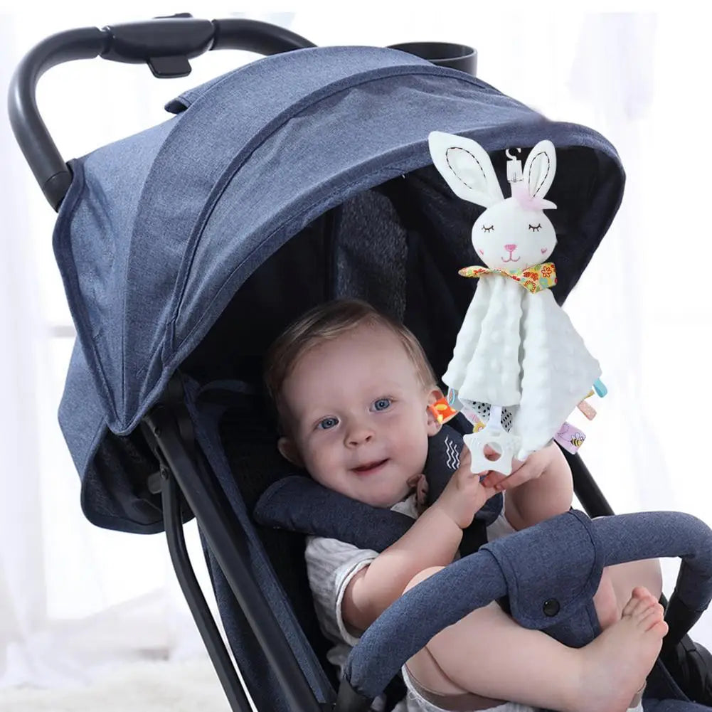 Doudou plat pour nouveau-né – Peluche en forme d'animal (lapin ou éléphant) apaisante et réconfortante
