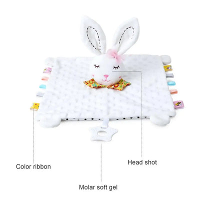 Doudou plat pour nouveau-né – Peluche en forme d'animal (lapin ou éléphant) apaisante et réconfortante
