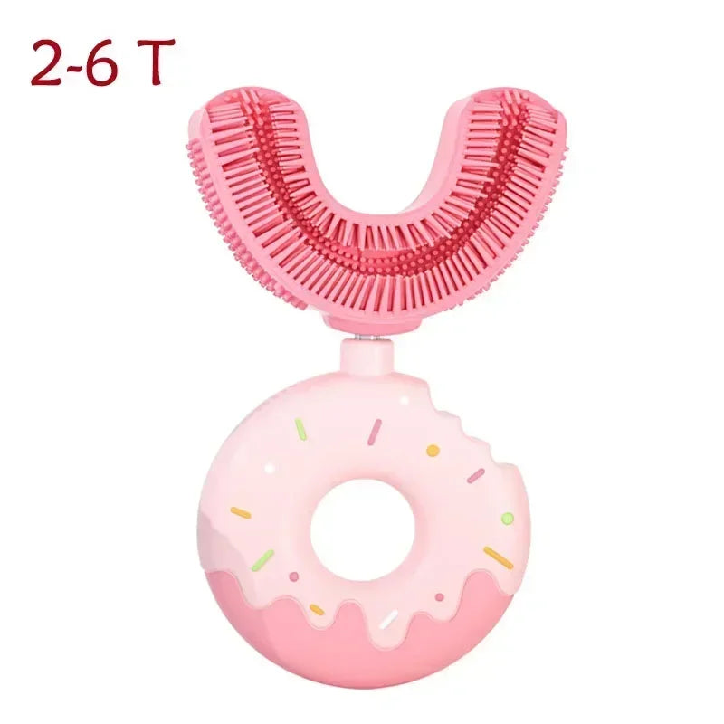 Brosse à dents manuelle en silicone pour bébé et enfant Nettoyage bucco-dentaire à 360° (forme en U)