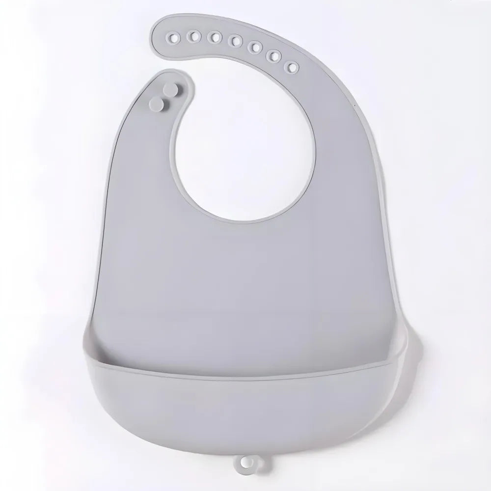 Bavoir réglable et imperméable pour bébé en silicone souple (anti-bave, sans BPA)
