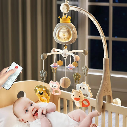 Mobile pour lit de bébé avec projecteur et veilleuse.