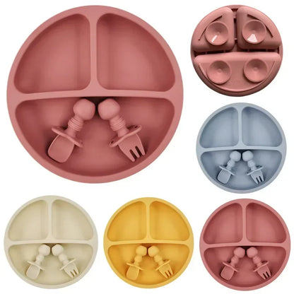 Ensemble de repas pour bébé 3 pièces en silicone — sans BPA.