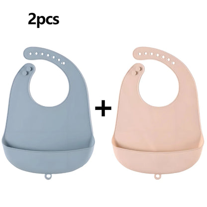 Bavoir réglable et imperméable pour bébé en silicone souple (anti-bave, sans BPA)