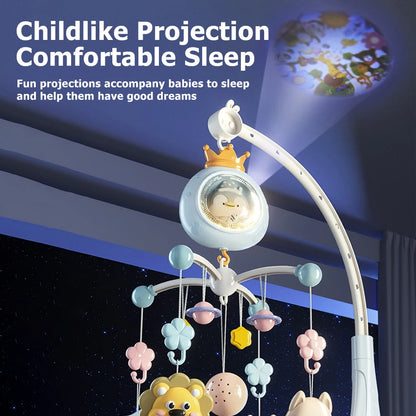 Mobile pour lit de bébé avec projecteur et veilleuse.