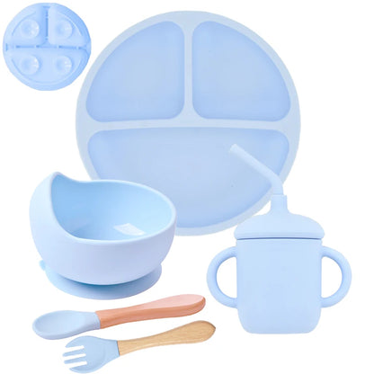 Set repas bébé en silicone 5 pièces
