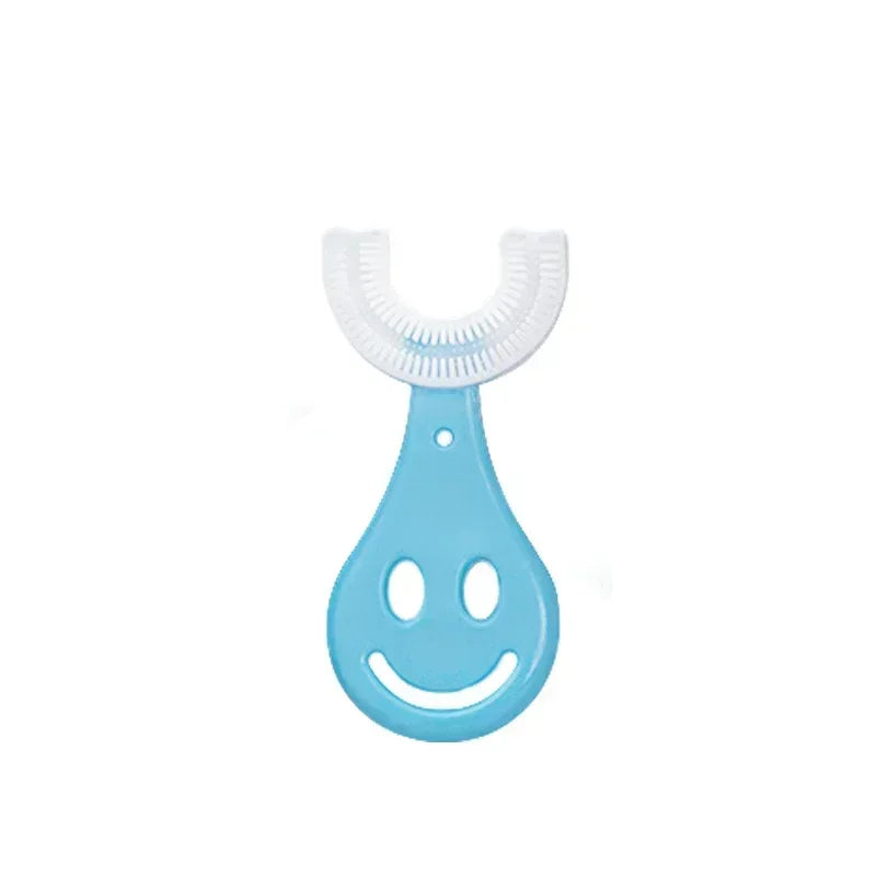 Brosse à dents manuelle en silicone pour bébé et enfant Nettoyage bucco-dentaire à 360° (forme en U)