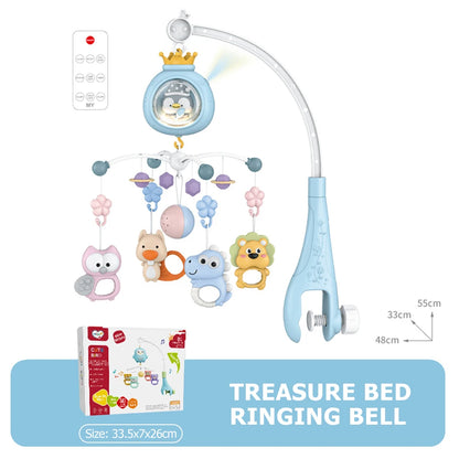 Mobile pour lit de bébé avec projecteur et veilleuse.