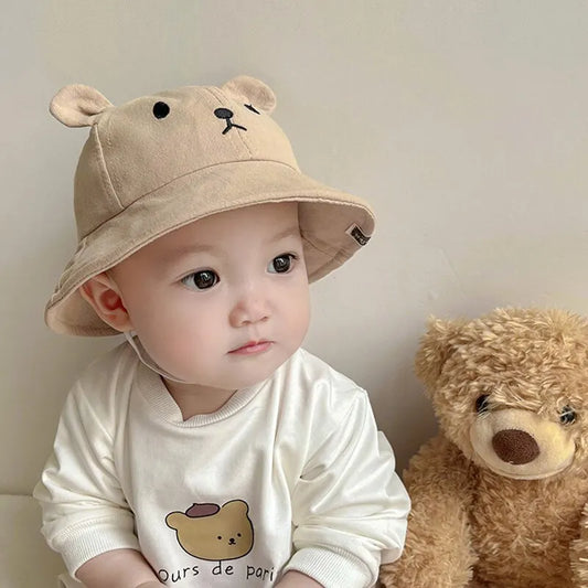 Chapeau bob nounours en coton pour bébé (garçon ou fille).