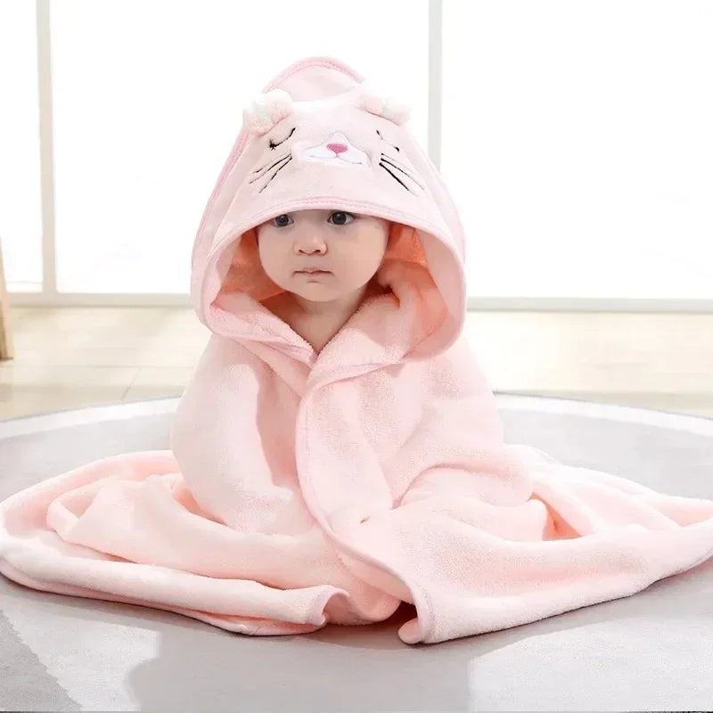 Serviette de bain à capuche pour bébé (80 x 80 cm) en fibre de polyester