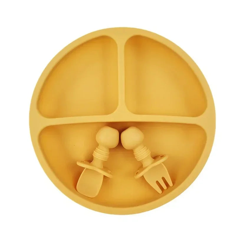 Ensemble de repas pour bébé 3 pièces en silicone — sans BPA.