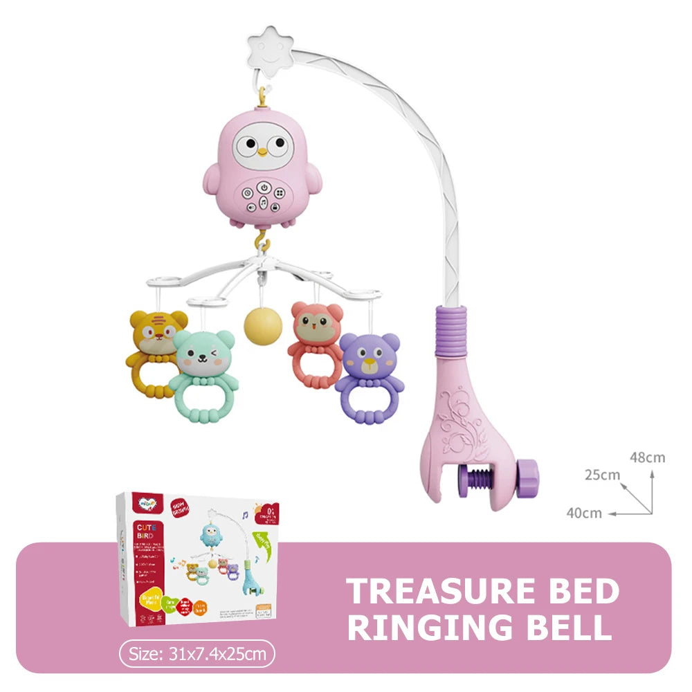 Mobile pour lit de bébé avec projecteur et veilleuse.