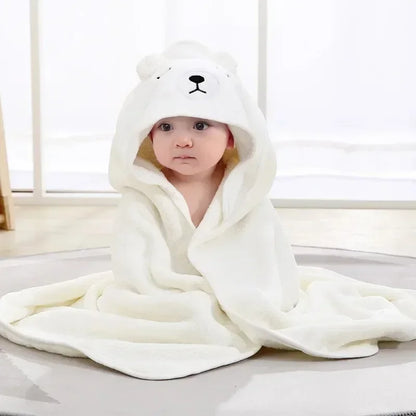 Serviette de bain à capuche pour bébé (80 x 80 cm) en fibre de polyester