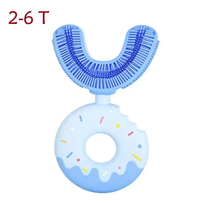 Brosse à dents manuelle en silicone pour bébé et enfant Nettoyage bucco-dentaire à 360° (forme en U)