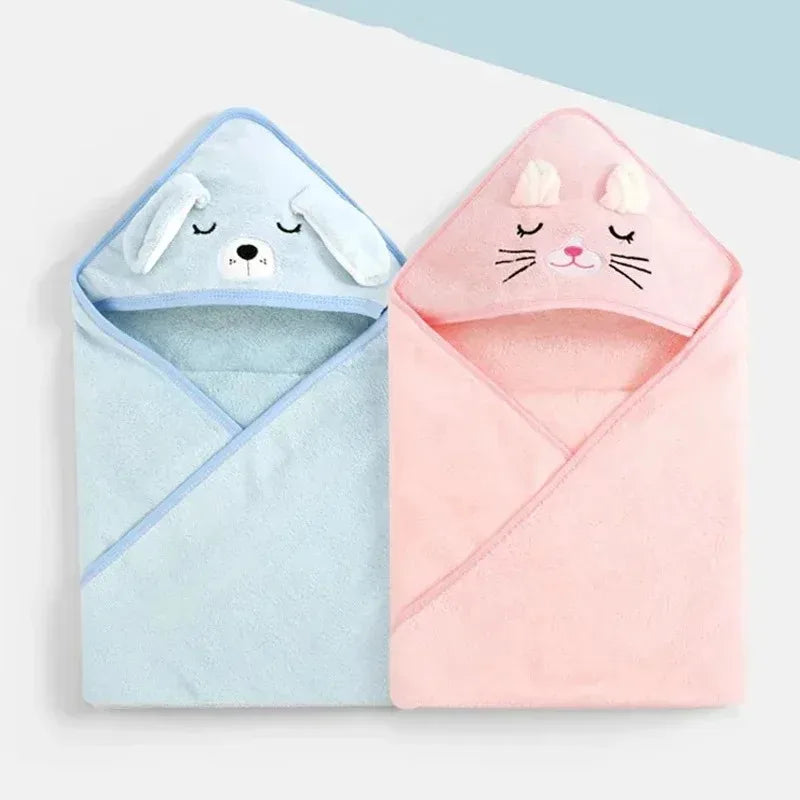 Serviette de bain à capuche pour bébé (80 x 80 cm) en fibre de polyester