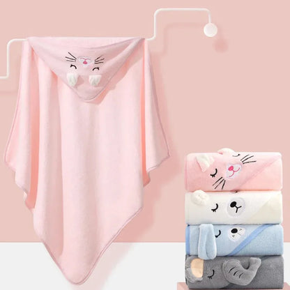 Serviette de bain à capuche pour bébé (80 x 80 cm) en fibre de polyester