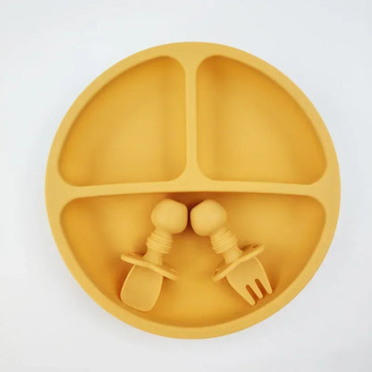 Ensemble de repas pour bébé 3 pièces en silicone — sans BPA.