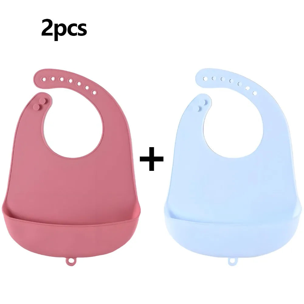 Bavoir réglable et imperméable pour bébé en silicone souple (anti-bave, sans BPA)