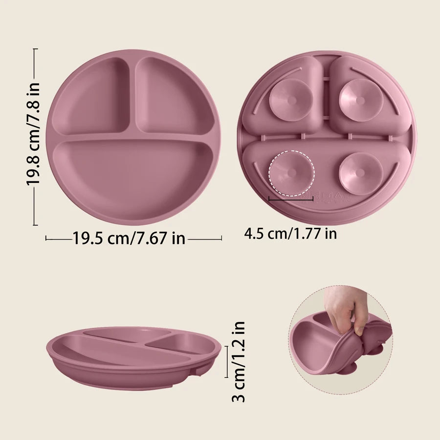 Assiette à ventouse en silicone pour bébé (sans BPA)