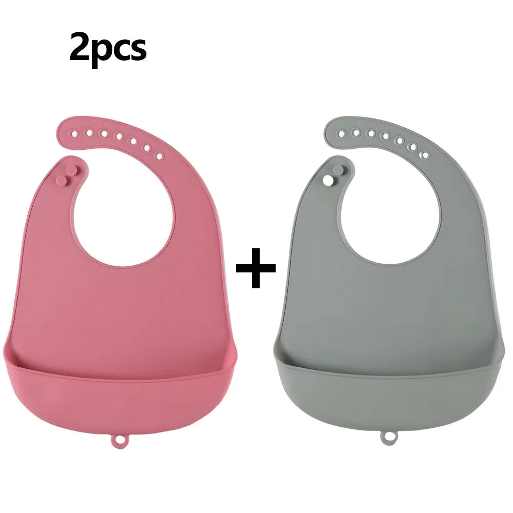 Bavoir réglable et imperméable pour bébé en silicone souple (anti-bave, sans BPA)