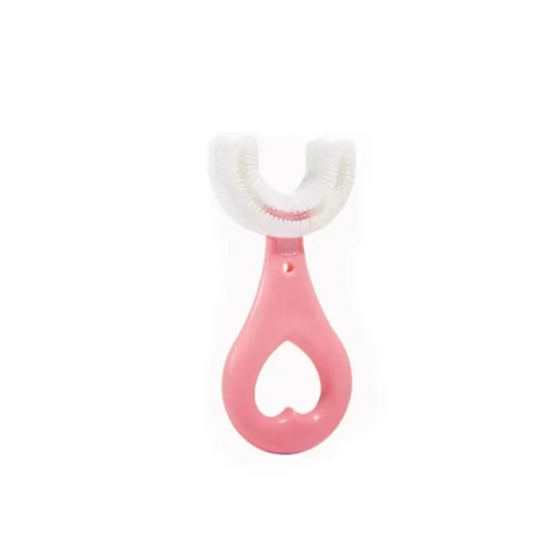 Brosse à dents manuelle en silicone pour bébé et enfant Nettoyage bucco-dentaire à 360° (forme en U)