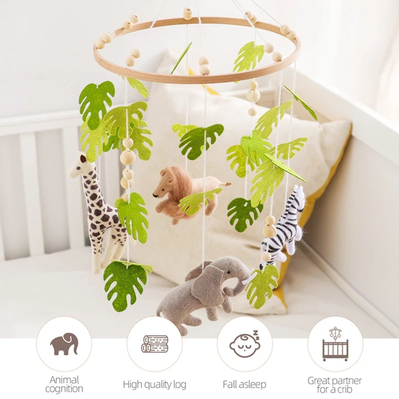 Mobile musical pour bébé (0-12 mois) support en bois