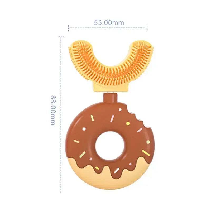 Brosse à dents manuelle en silicone pour bébé et enfant Nettoyage bucco-dentaire à 360° (forme en U)