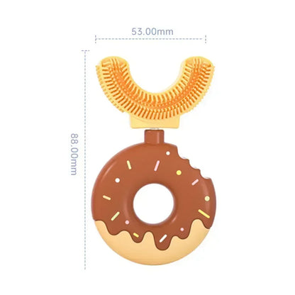 Brosse à dents manuelle en silicone pour bébé et enfant Nettoyage bucco-dentaire à 360° (forme en U)