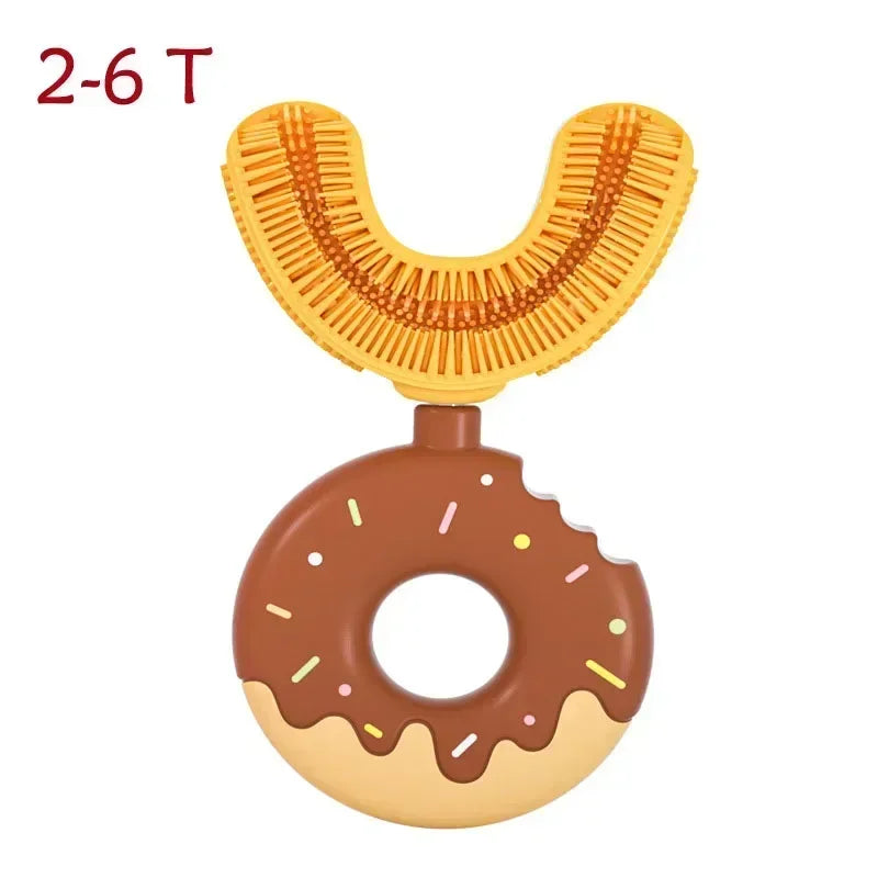 Brosse à dents manuelle en silicone pour bébé et enfant Nettoyage bucco-dentaire à 360° (forme en U)