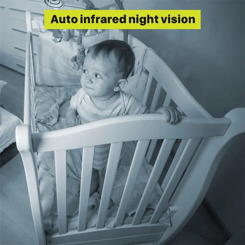 Babyphone vidéo avec écran 5 pouces, caméra télécommandée et audio.