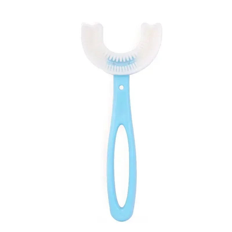 Brosse à dents manuelle en silicone pour bébé et enfant Nettoyage bucco-dentaire à 360° (forme en U)