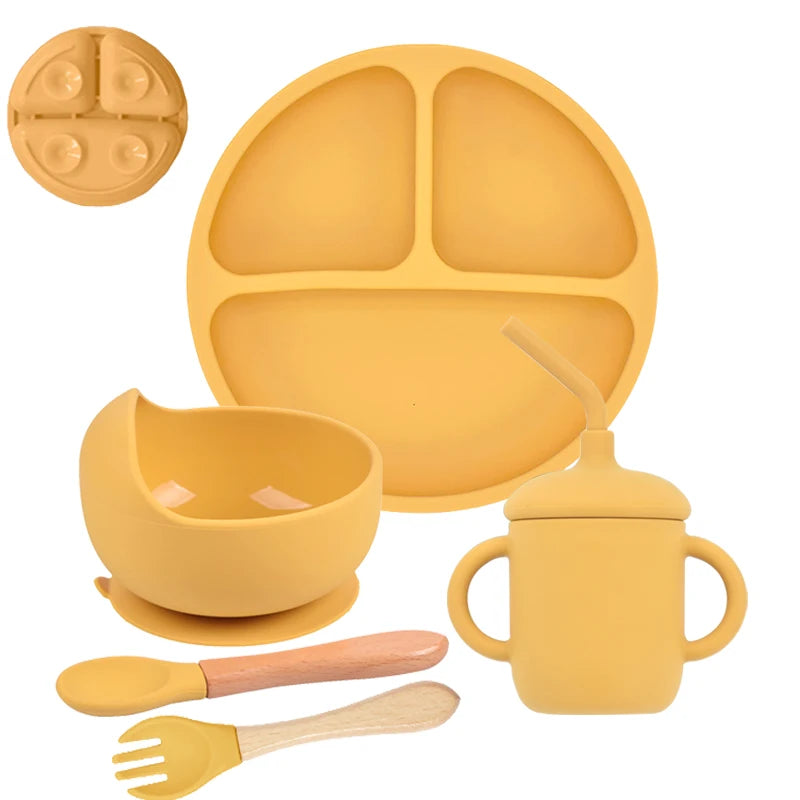 Set repas bébé en silicone 5 pièces