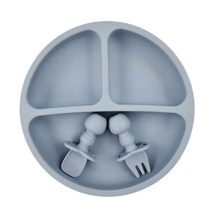Ensemble de repas pour bébé 3 pièces en silicone — sans BPA.