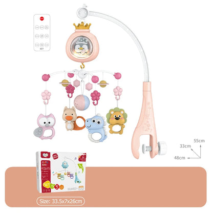 Mobile pour lit de bébé avec projecteur et veilleuse.