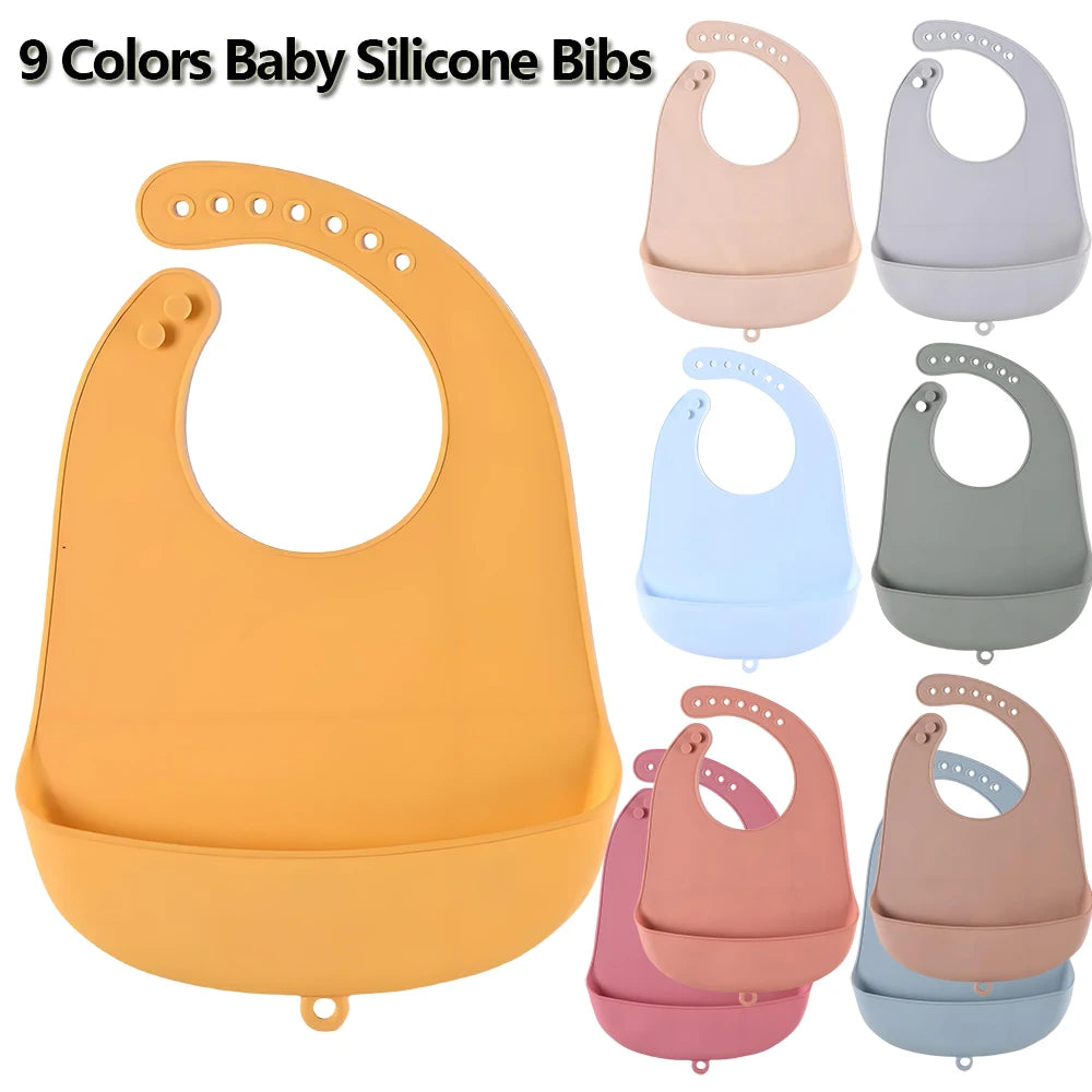 Bavoir réglable et imperméable pour bébé en silicone souple (anti-bave, sans BPA)