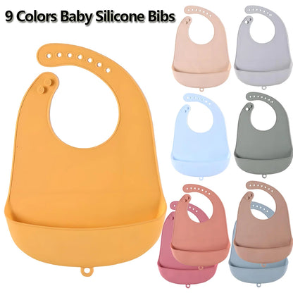 Bavoir réglable et imperméable pour bébé en silicone souple (anti-bave, sans BPA)