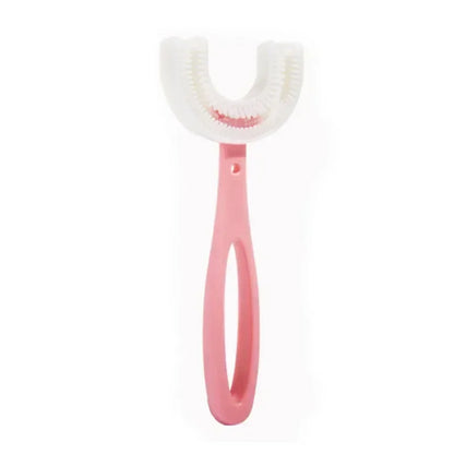 Brosse à dents manuelle en silicone pour bébé et enfant Nettoyage bucco-dentaire à 360° (forme en U)