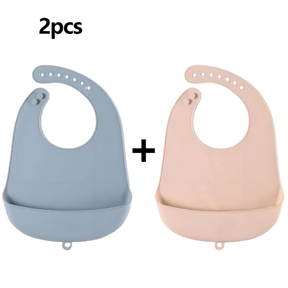 Bavoir réglable et imperméable pour bébé en silicone souple (anti-bave, sans BPA)