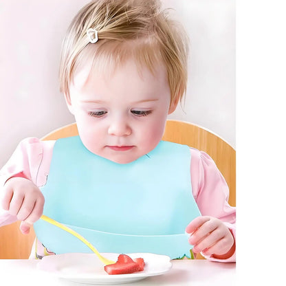 Bavoir réglable et imperméable pour bébé en silicone souple (anti-bave, sans BPA)