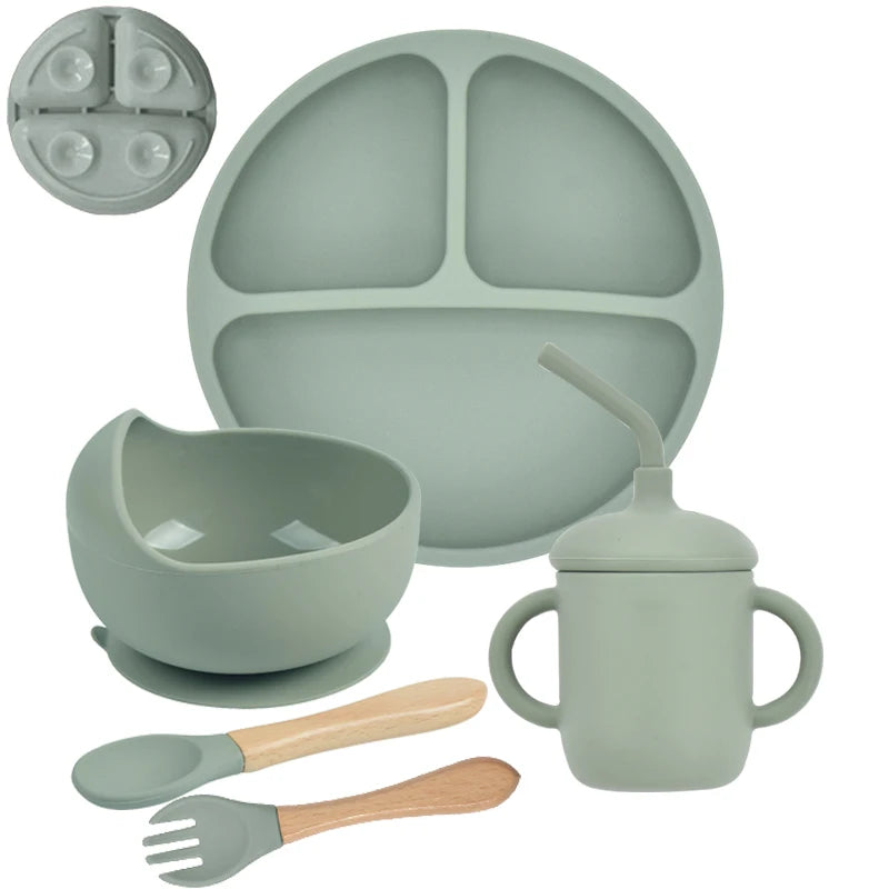 Set repas bébé en silicone 5 pièces