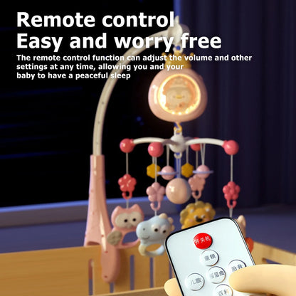 Mobile pour lit de bébé avec projecteur et veilleuse.